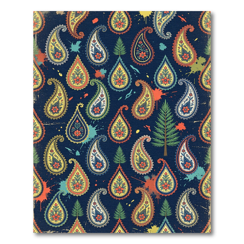 Navy Paisley Forest Accent Composed Wallpaper Rug