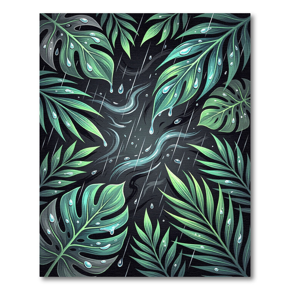 Lush Green Tropical Foliage Rain Rug
