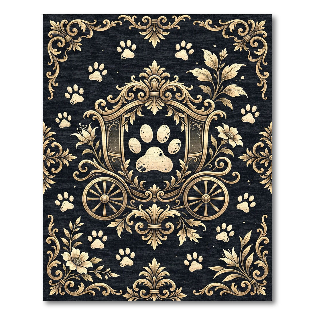 Elegant Gold Paw Carriage Filigree Rug