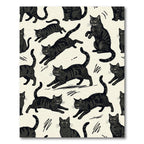 Whimsical Black Tabby Cat Illustration Rug