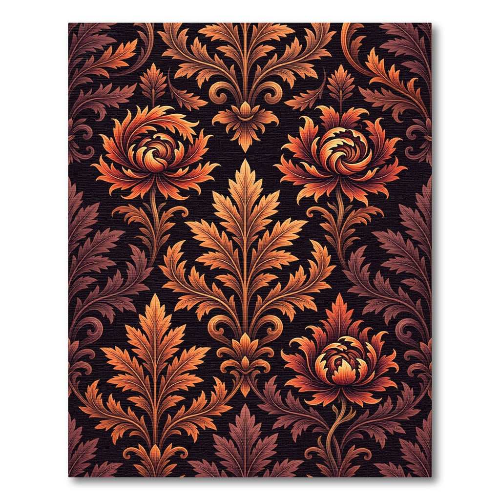 Ornate Crimson Floral Damask Rug