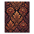 Ornate Crimson Floral Damask Rug
