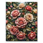 Coral Peach Rose Garden Arrangement Rug