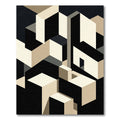 Minimalist Beige and Black Geometric Cubist Rug