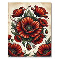 Vibrant Scarlet Poppy Floral Garland Rug