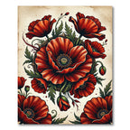 Vibrant Scarlet Poppy Floral Garland Rug