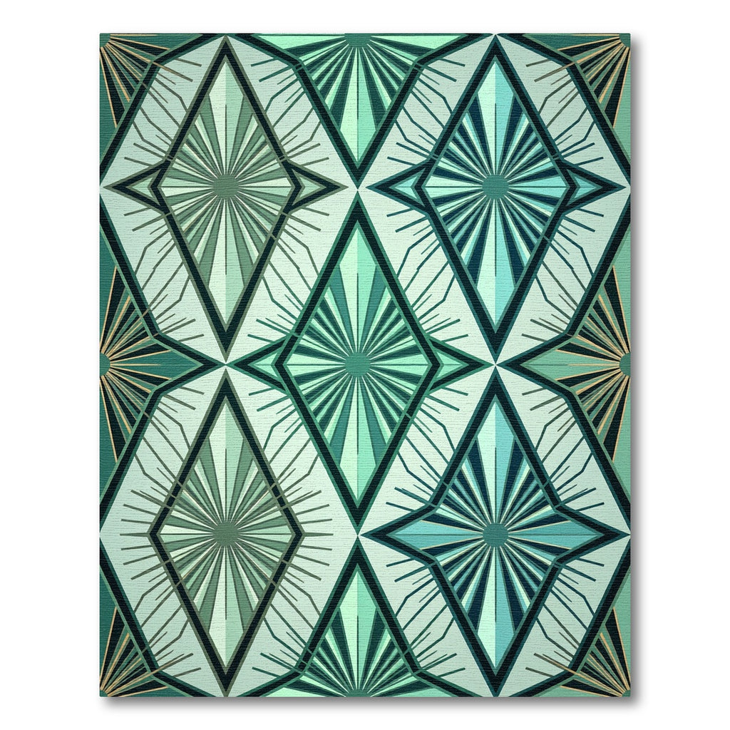 Art Deco Geometric Mint Diamond Lattice Rug