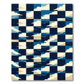 Navy Geometric Cloud and Sea Grid Rug