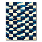 Navy Geometric Cloud and Sea Grid Rug