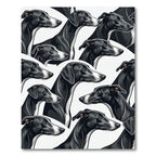 Sleek Black Greyhound Portrait Collage Rug