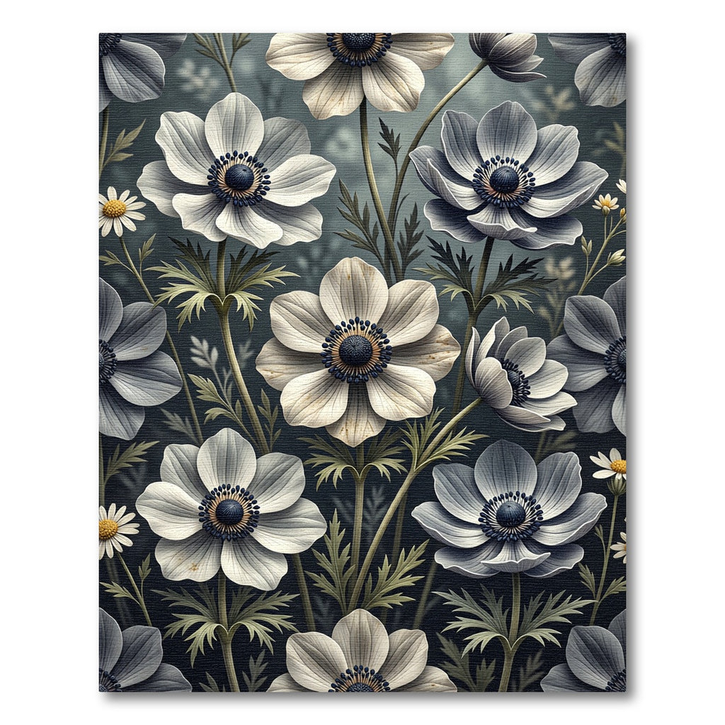 White Anemone Floral Meadow Rug
