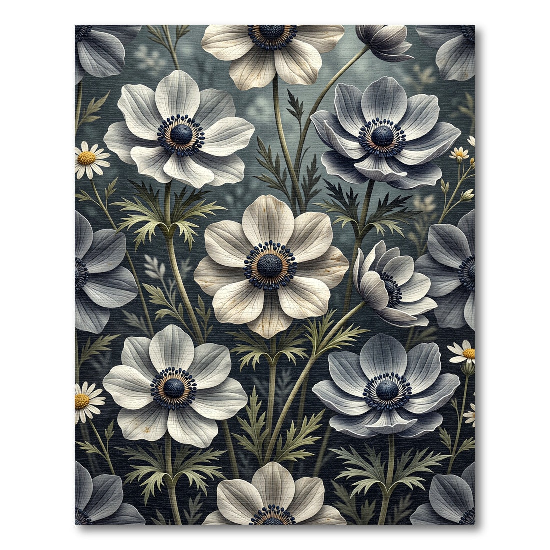 White Anemone Floral Meadow Rug