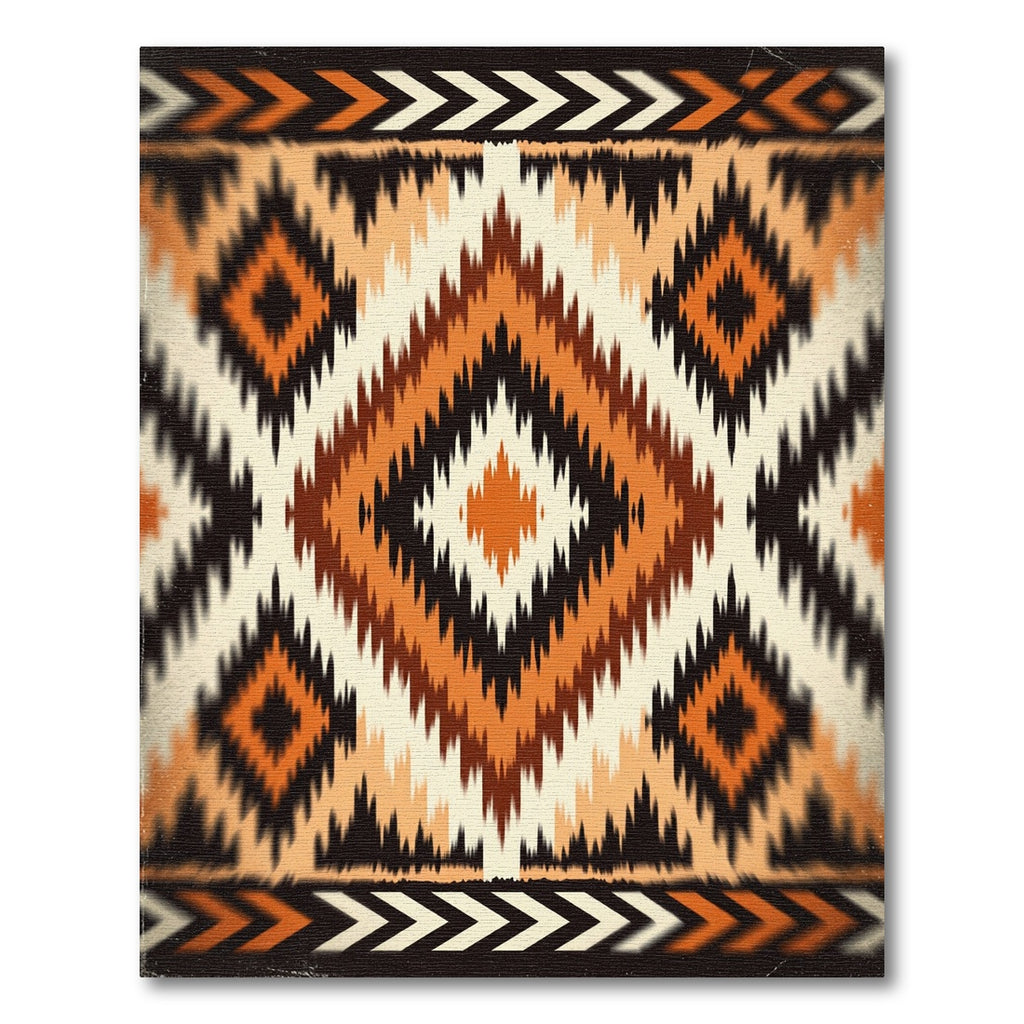 Orange Geometric Diamond Tribal Stripe Rug