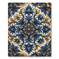Ornate Royal Blue Gold Floral Medallion Rug