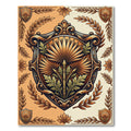 Regal Golden Palm Botanical Heraldic Shield Rug