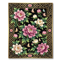 Elegant Pink Peony Gold Butterfly Garden Rug