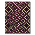 Geometric Maroon and Gold Interlocking Squares Rug