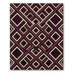 Geometric Maroon and Gold Interlocking Squares Rug