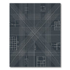 Modern Gray White Geometric Grid Rug