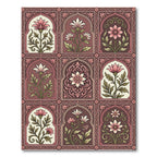 Antique Rose Floral Lattice Tile Rug