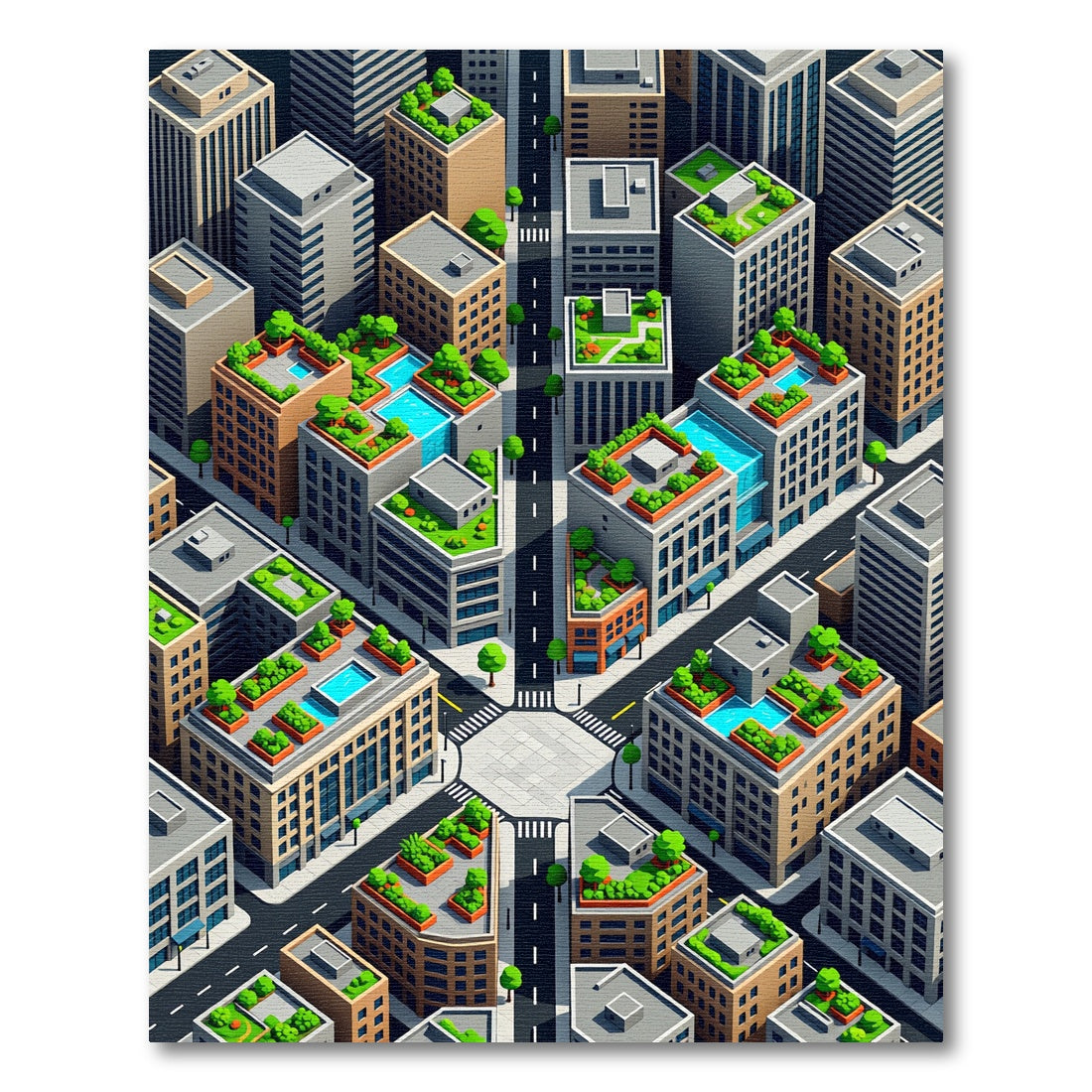 Isometric Urban Aerial Metropolis Grid Rug
