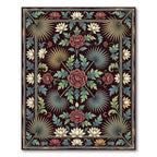 Deep Burgundy Floral Botanical Palm Rug