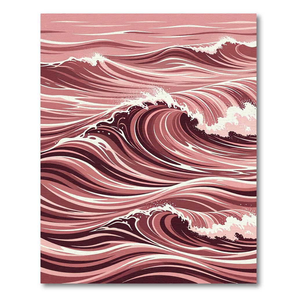 Crimson Ocean Swirl Abstract Wave Rug