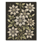 Elegant White Clematis Botanical Floral Rug