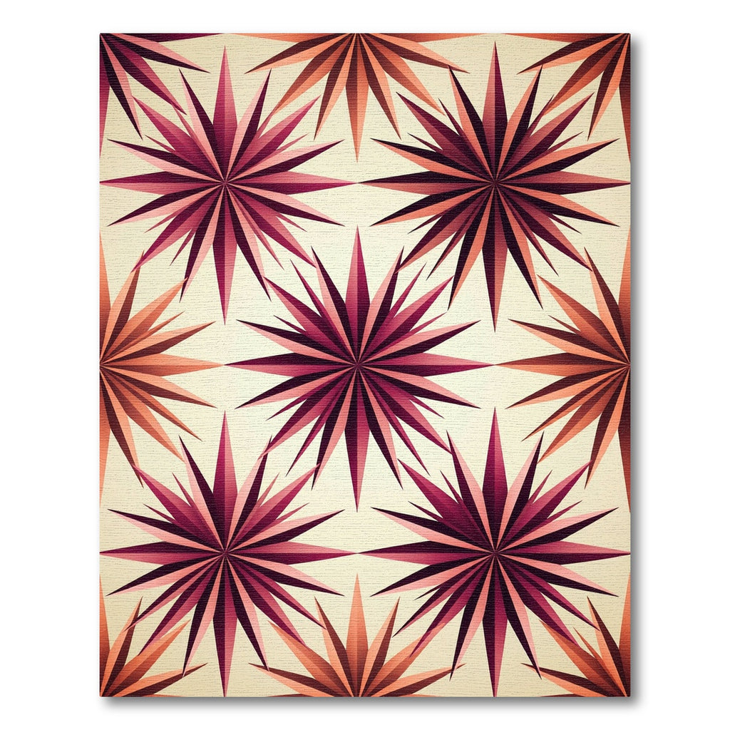 Crimson Starburst Geometric Arrangement Rug