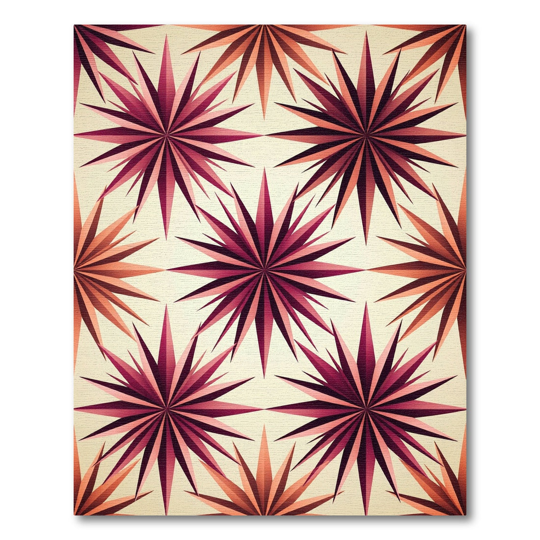 Crimson Starburst Geometric Arrangement Rug