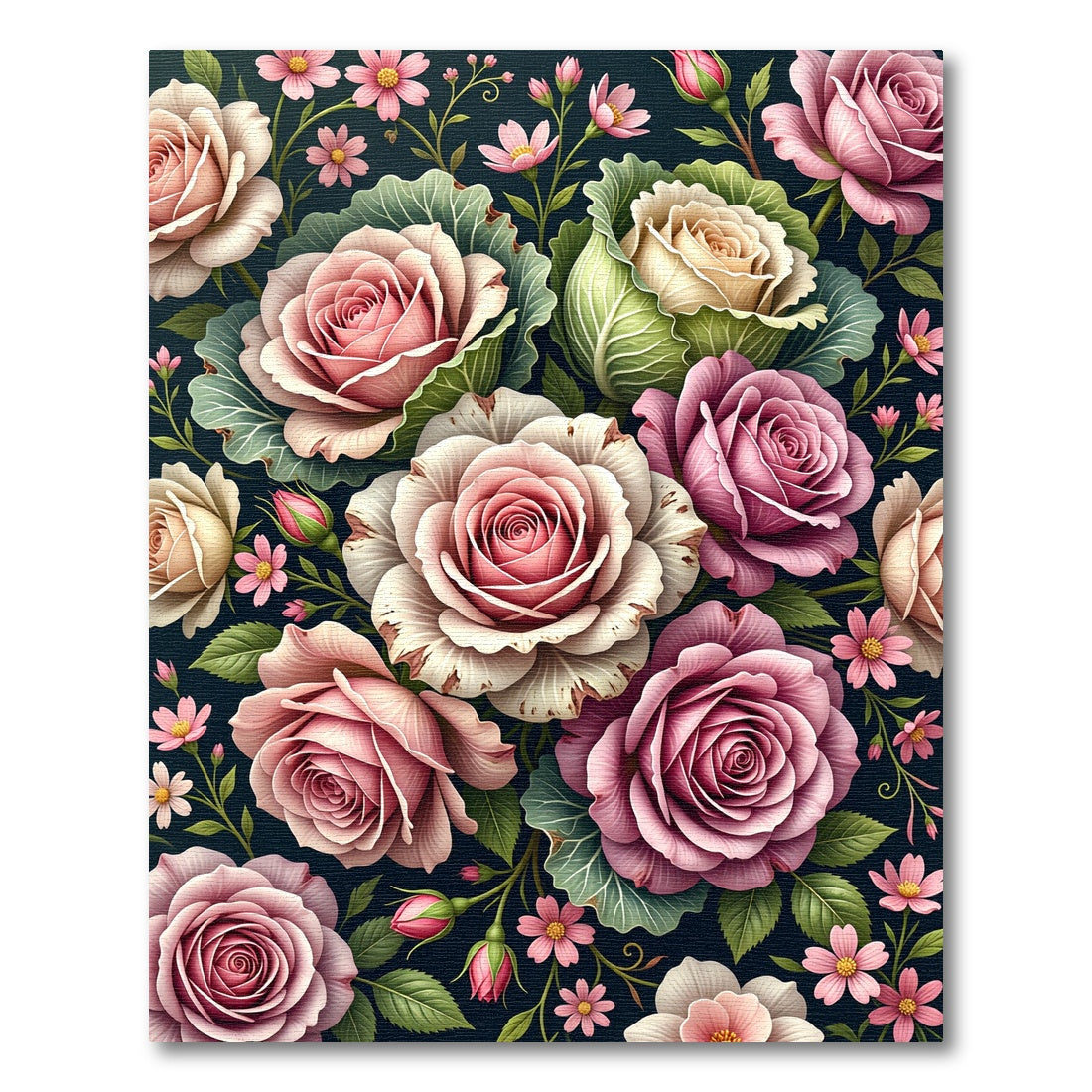 Romantic Pink Rose Botanical Garden Flourish Rug