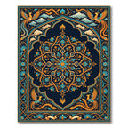 Ornate Golden Phoenix Floral Medallion Rug