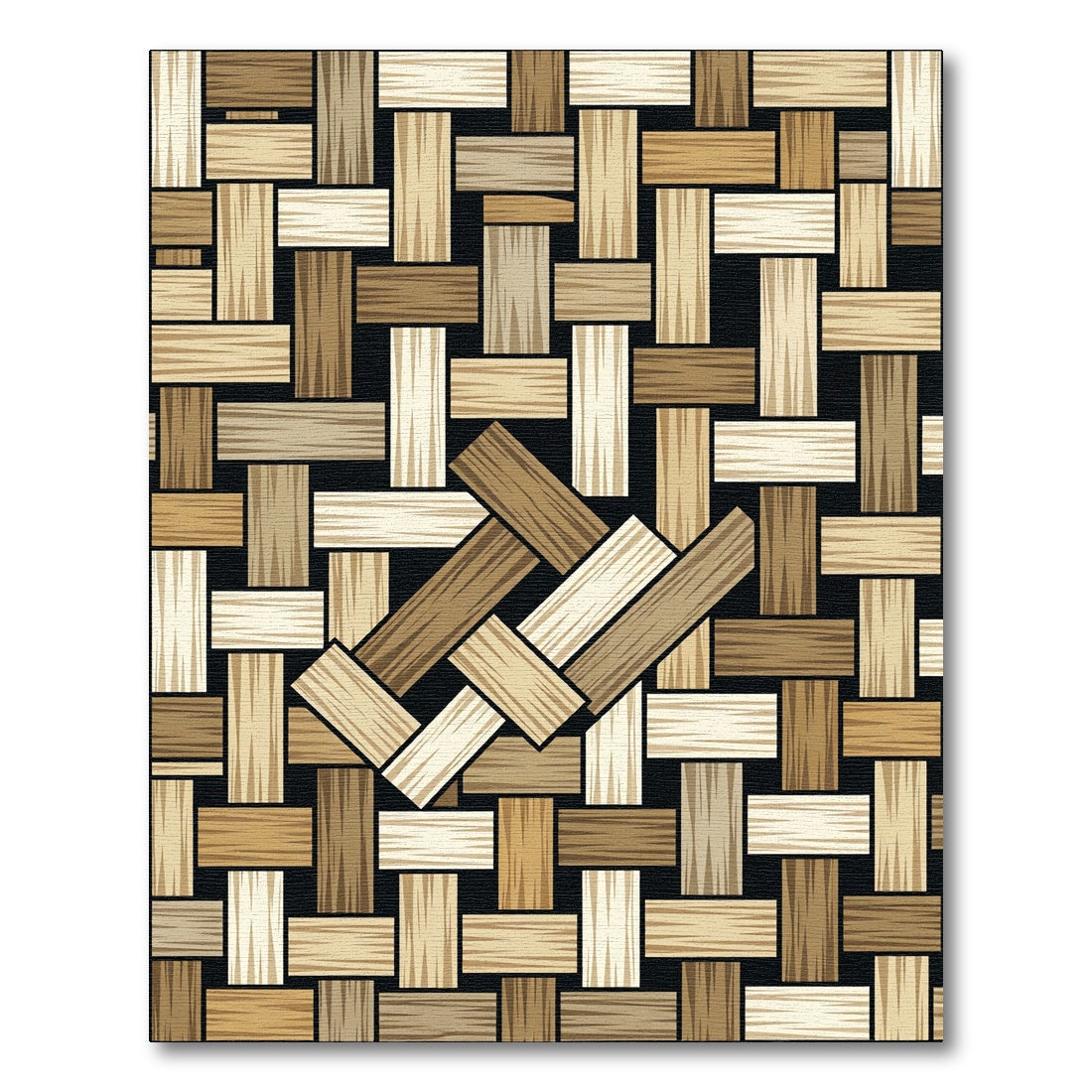 Modern Earthy Tone Woven Wood Weave Rug