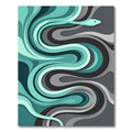 Abstract Serpentine Teal and Gray Flow Rug