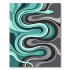 Abstract Serpentine Teal and Gray Flow Rug