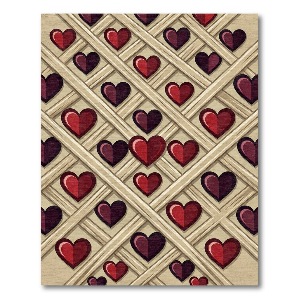 Crimson Burgundy Heart Lattice Rug