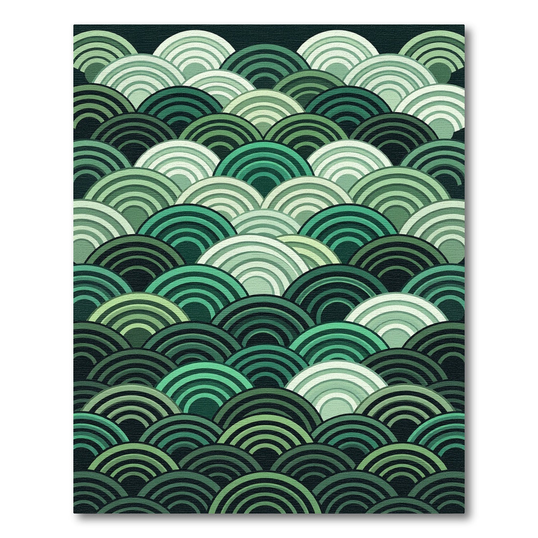 Emerald Green Concentric Scale Rug