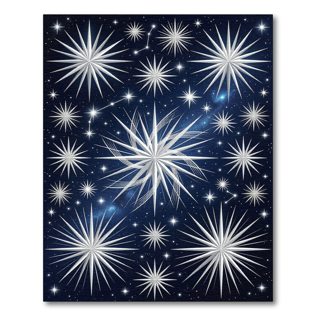 Celestial Silver Star Night Sky Rug