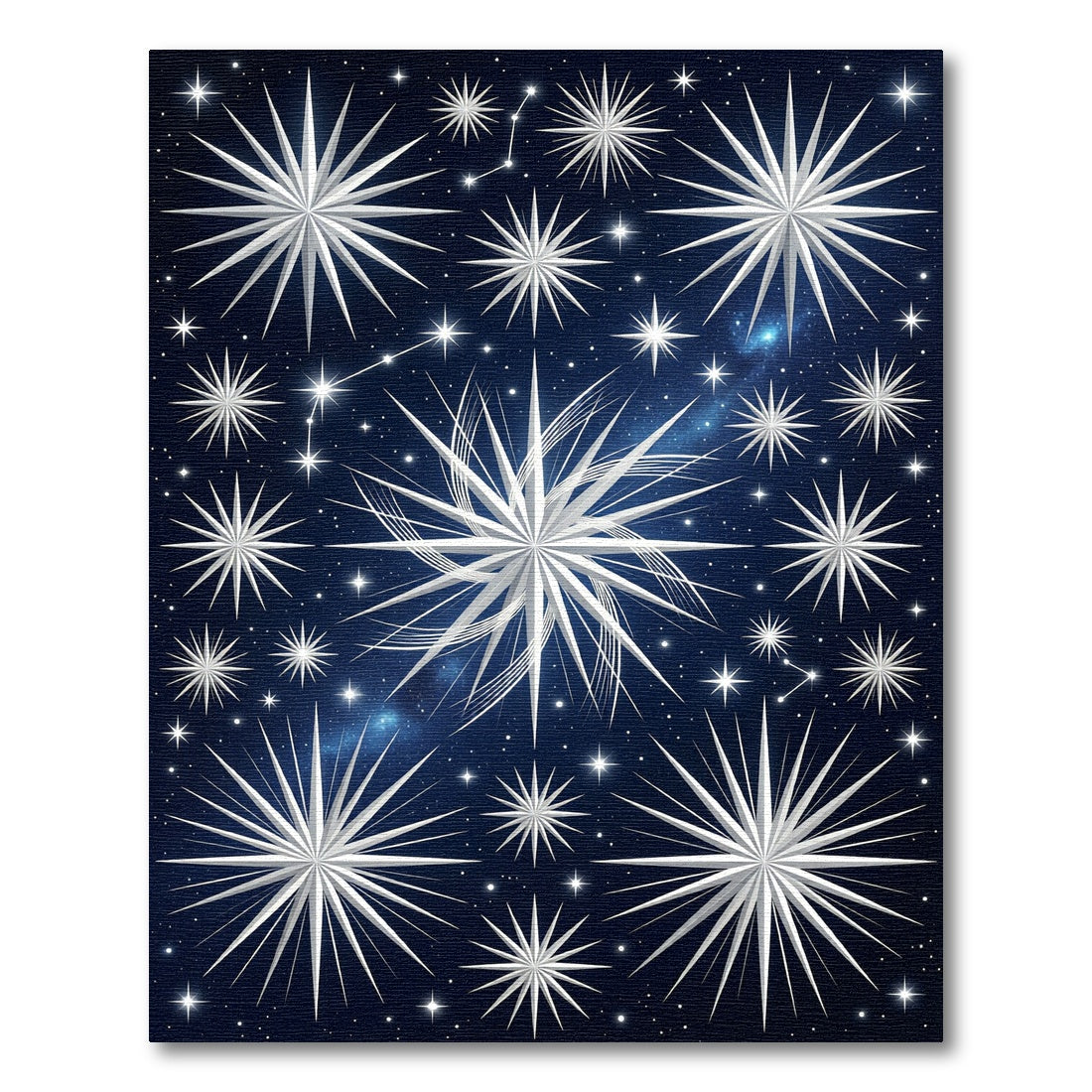 Celestial Silver Star Night Sky Rug