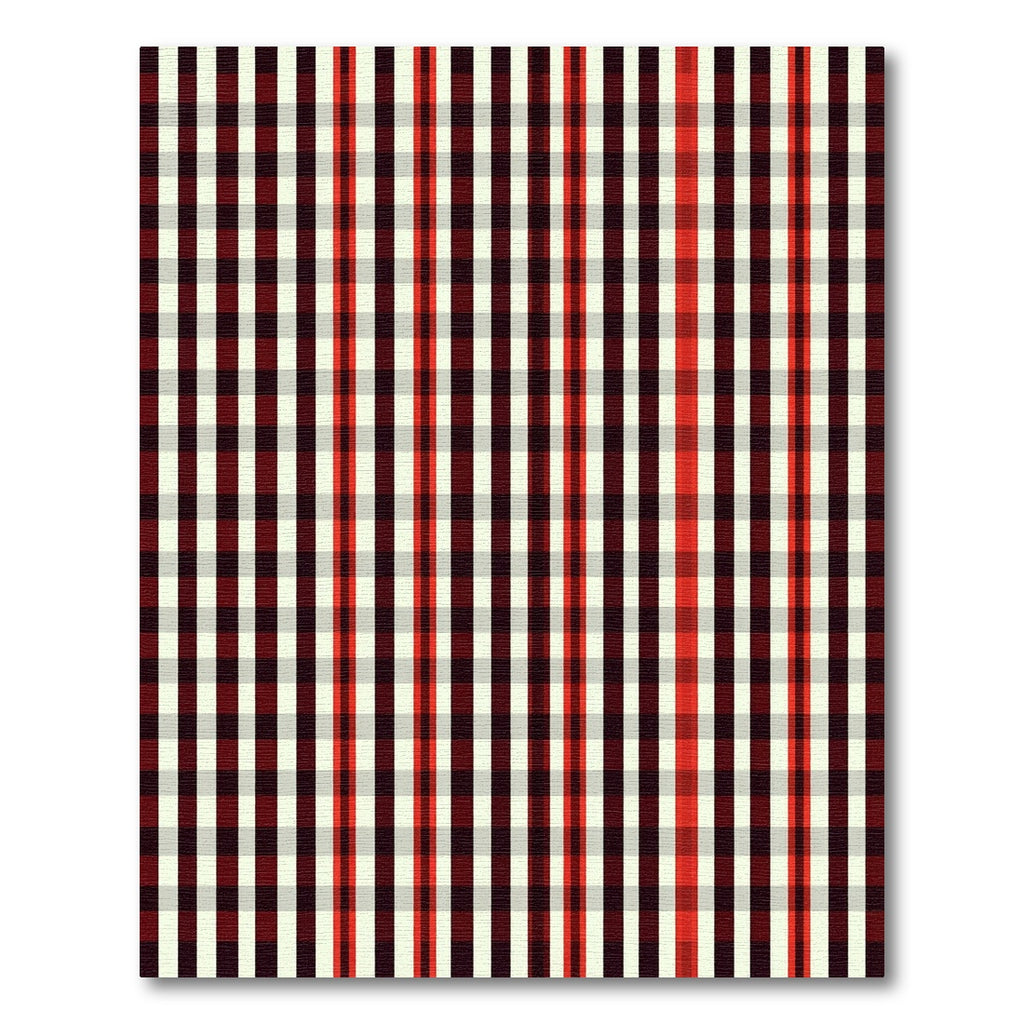 Crimson Red White Plaid Squares Rug
