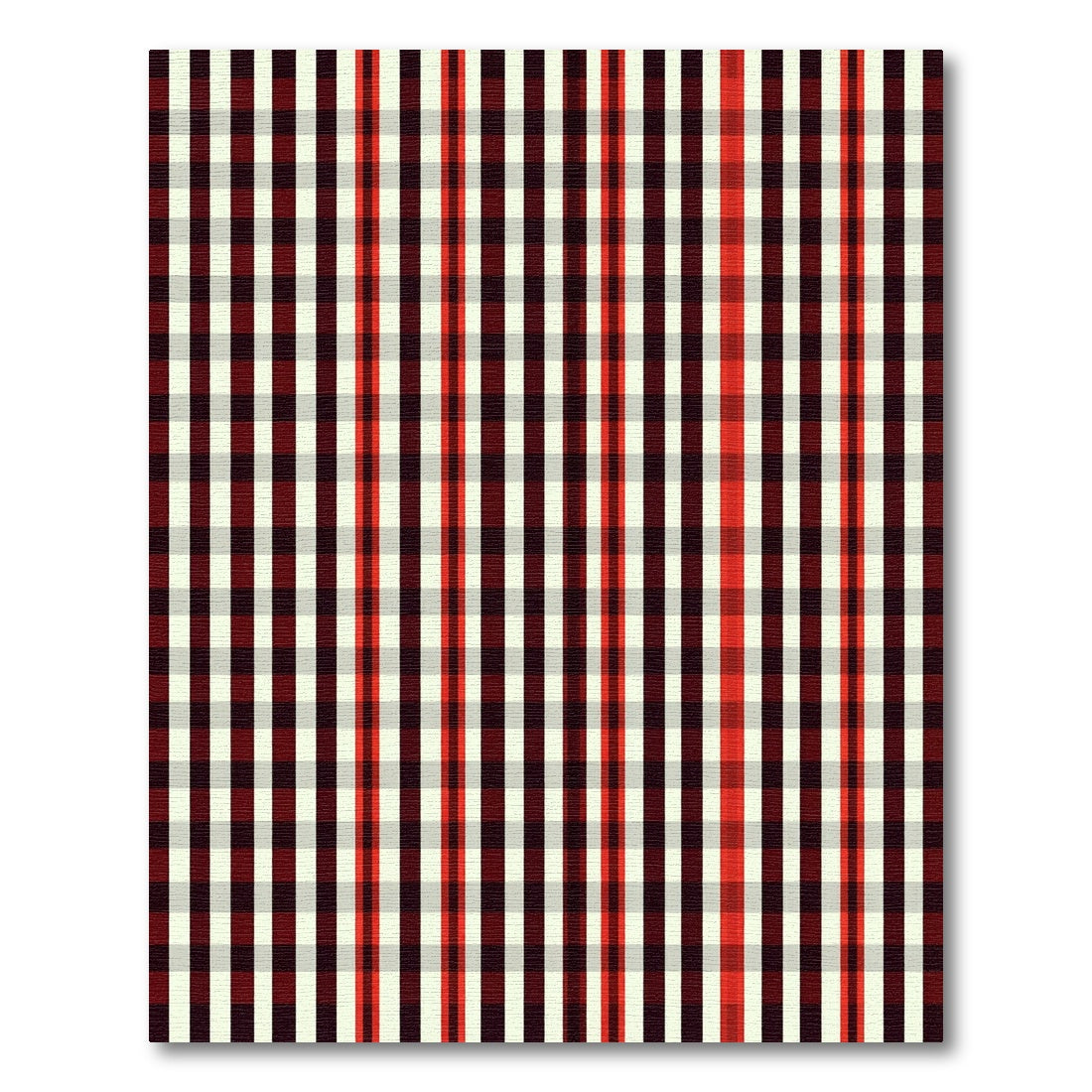 Crimson Red White Plaid Squares Rug