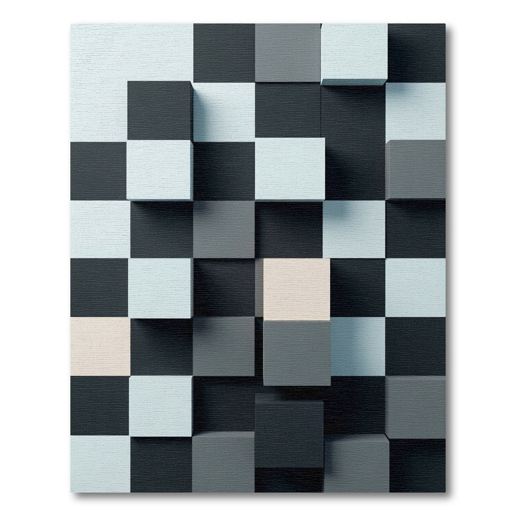 Monochrome 3D Cube Grid Rug