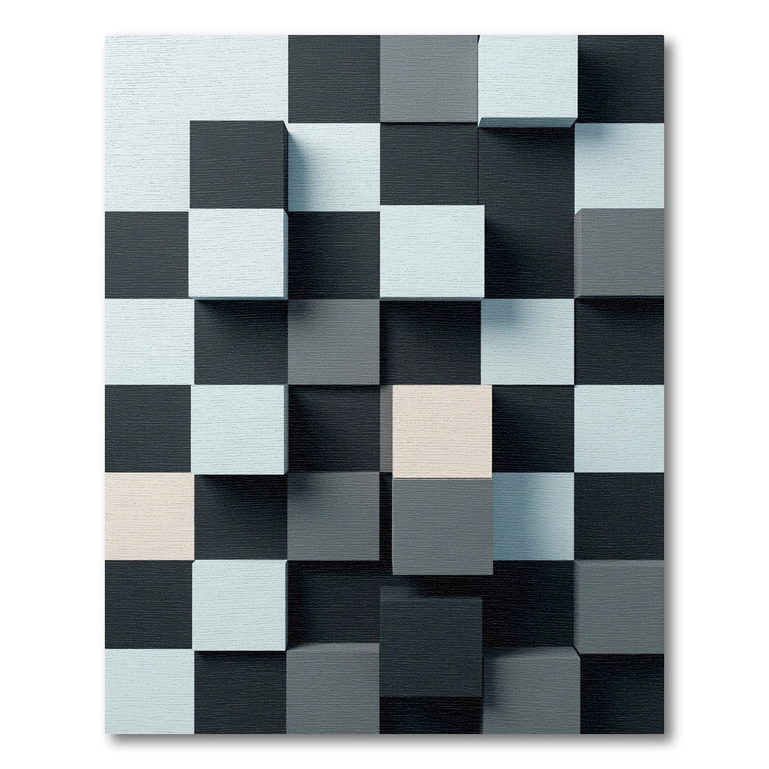 Monochrome 3D Cube Grid Rug