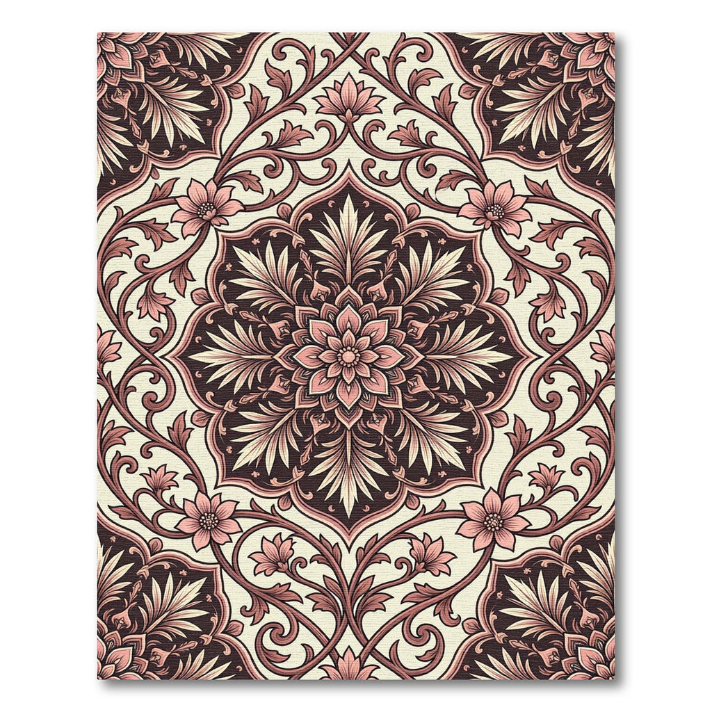 Crimson Floral Medallion Arabesque Rug