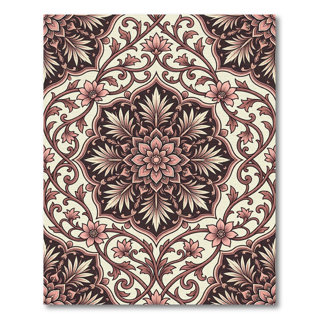 Crimson Floral Medallion Arabesque Rug