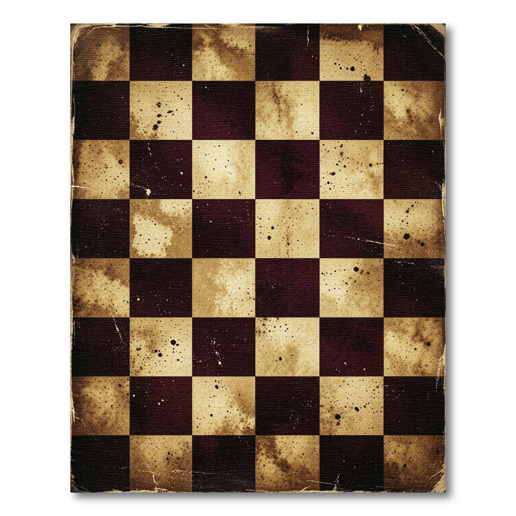 Vintage Sepia Checkerboard Splatter Rug
