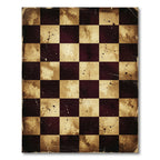 Vintage Sepia Checkerboard Splatter Rug