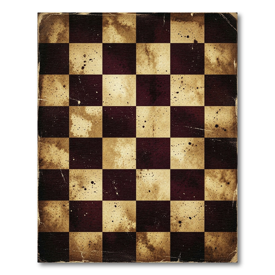 Vintage Sepia Checkerboard Splatter Rug