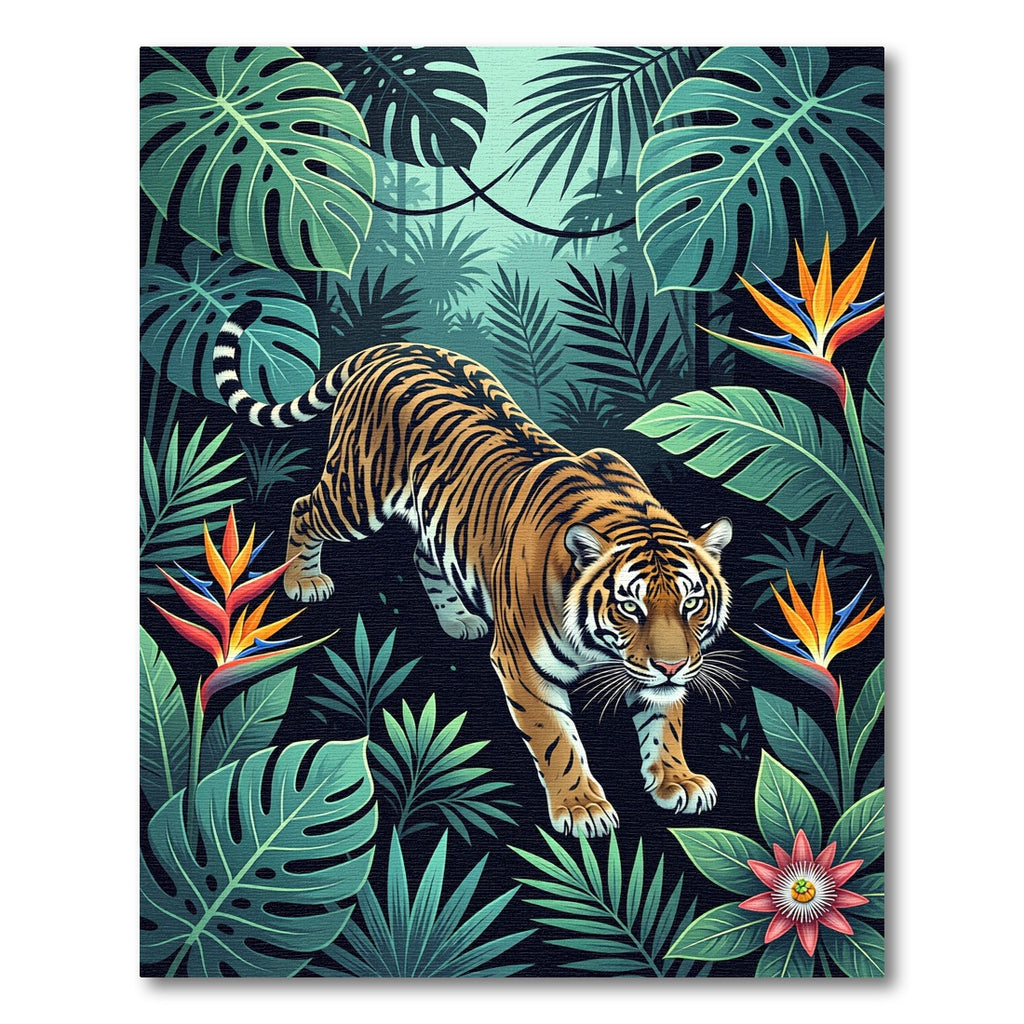 Tropical Tiger Amongst Lush Foliage Rug