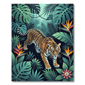 Tropical Tiger Amongst Lush Foliage Rug